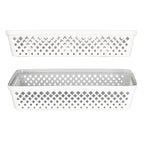 Glad Plastic Storage Basket Set - Multipurpose Drawer Trays, Kitchen Pantry Containers, And Bathroom Bins - 3 Pack Large Organizers, White