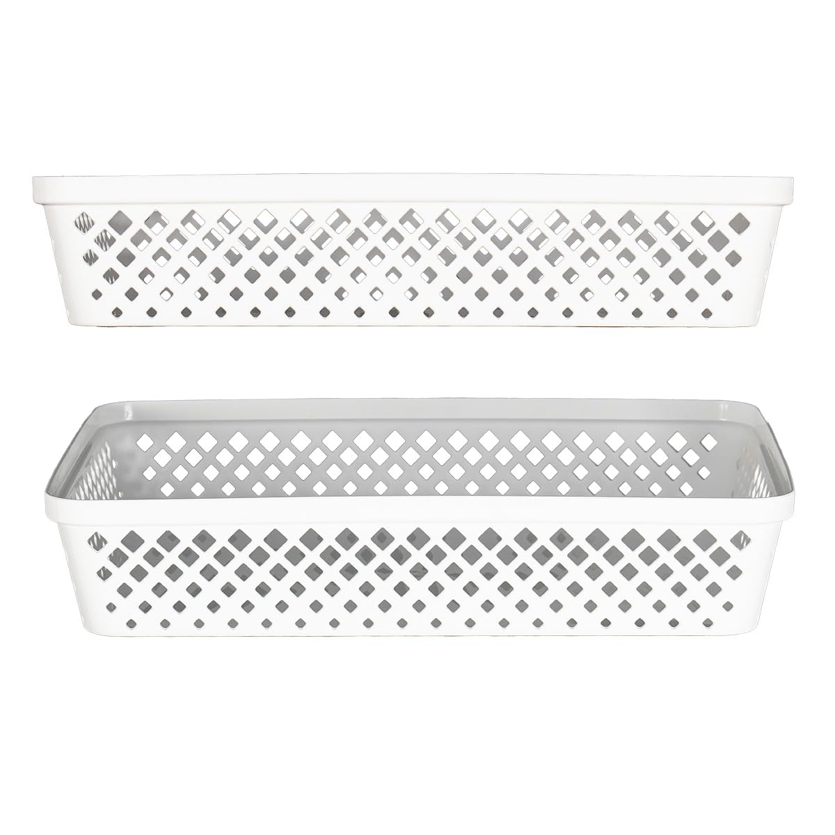 Glad Plastic Storage Basket Set - Multipurpose Drawer Trays, Kitchen Pantry Containers, And Bathroom Bins - 3 Pack Large Organizers, White