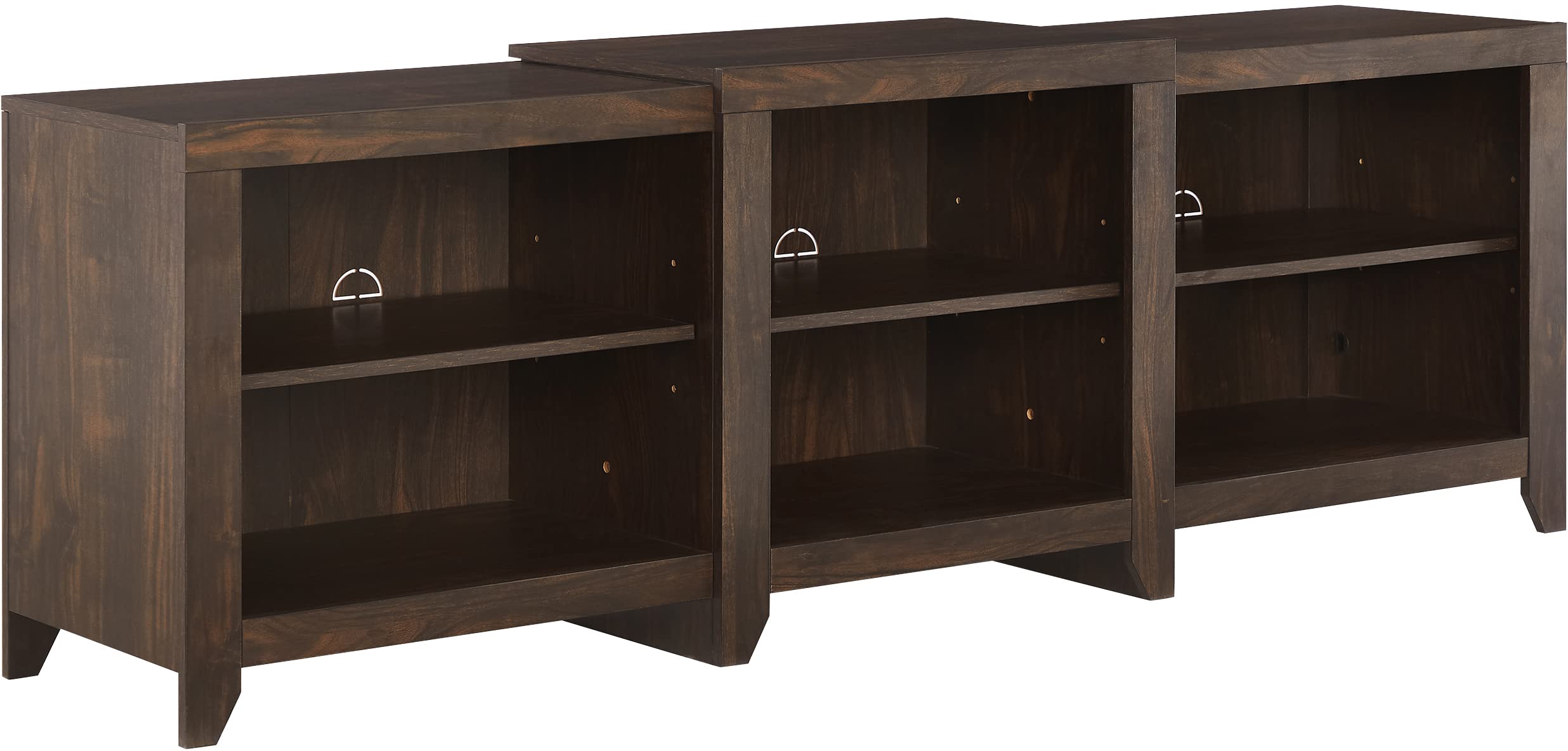 Crosley Furniture Ronin Low Profile Tv Stand For 75+ Inch Tvs, Entertainment Center With Storage Shelves, Dark Walnut