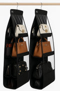 Hanging Handbag Organizer, Black, DustProof Storage With Clear Pockets, SpaceSaving Closet Organizer