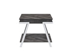 Steve Silver Roma End Table, Dark Grey/Chrome, for Living Room, Home Office, Contemporary Style, Bottom Storage, Living Space, 26 x 23.5 x 23.75, Grey/Silver