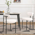 Edwell White Dining Chairs Set Of 2, Modern Dining Room Chairs Mid Century With 3.94' Cushions And Metal Legs, Round Upholstere
