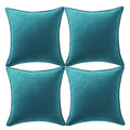 Fancy Homi 4 Packs Teal Decorative Throw Pillow Covers 20X20 Inch/50X50 Cm, Super Soft Faux Suede Decor Square Pillow Case, Soli