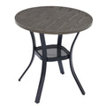 Vicllax 27.5' Outdoor Round Patio Table For Lawn Garden, All Weather Metal Round Patio Dining Table With Storage Shelf, 2 Person Small Patio Table, Grey Wood-Like Tabletop