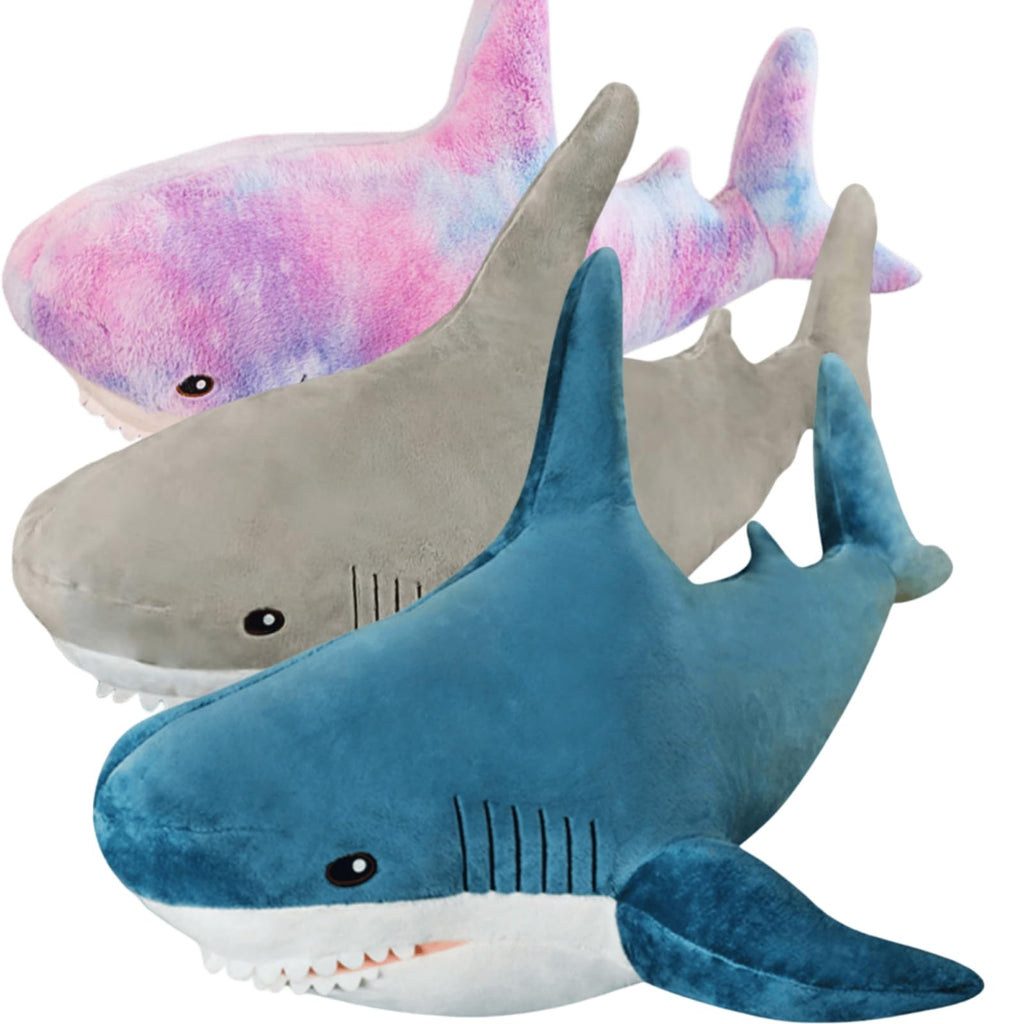 Ryttir 3 Pack 17 Inch Shark Stuffed Animals,Chubbier Shark Pillow Soft Shark Plush Shark Plushie Stuffed Shark D  cor, Perfect M
