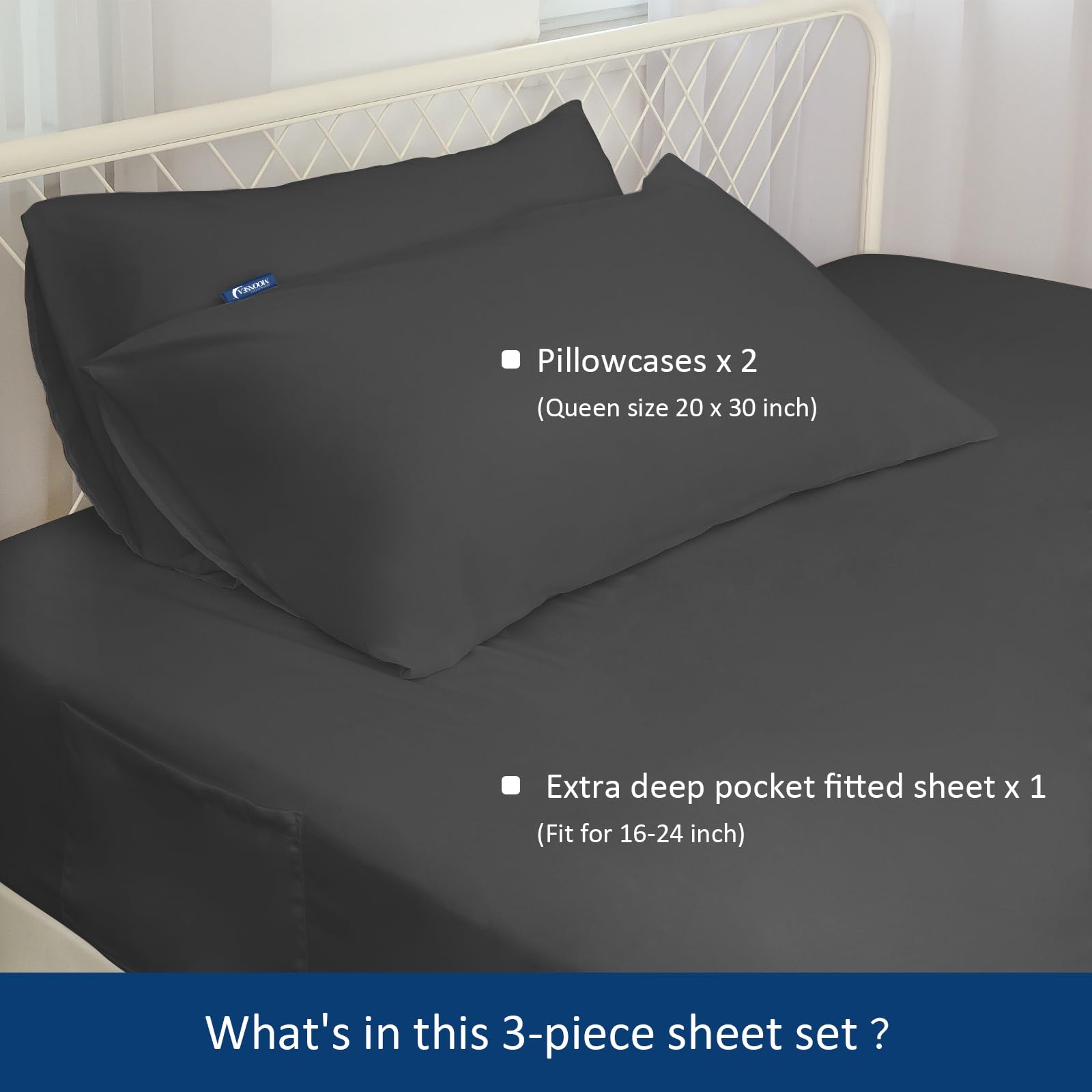 Moonsea Twin Xl Sheet Sets - Extra Deep Pocket 3-Piece Twin Xl Sheets - Twin Extra Long Sheet Set With Side Pocket - Easily Fits