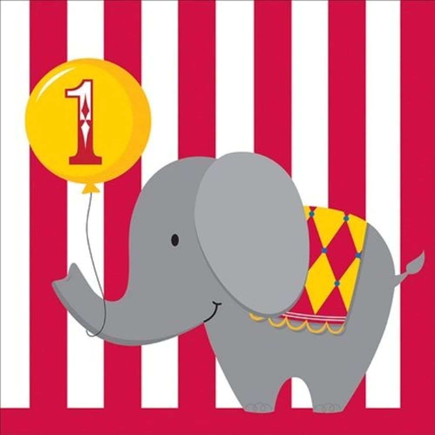 16-Count Paper Lunch Napkins, Circus Time 1st Birthday