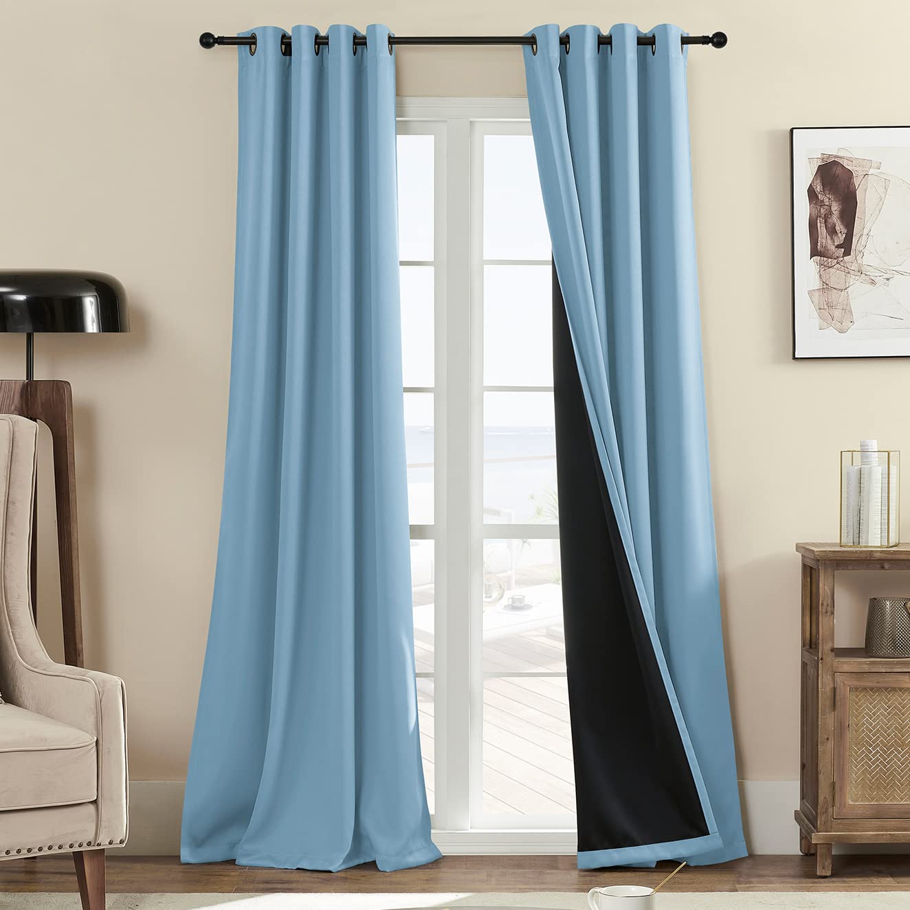Rutterllow 100% Blackout Curtains, 84 Inches Long Heat And Full Light Blocking Drapes For Nursery, Thermal Insulated Window Trea
