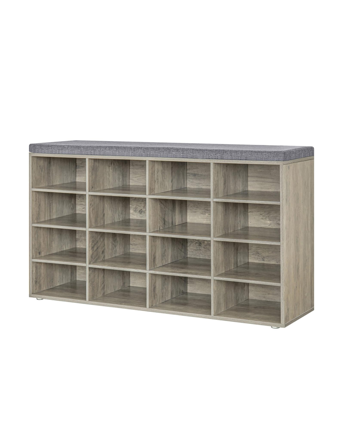 Dinzi Lvj Shoe Storage Bench With Cushion, 16-Cubby Shoe Rack, Adjustable Shelves, Multifunctional Shoe Organizer Bench For Entryway, Mudroom, Hallway, Living Room, Bedroom And Garage, Rustic Brown