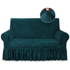 Niceec Loveseat Cover Super Soft 1-Piece Dark Teal Slipcover For Loveseats Stretch Universal Spandex Couch Covers For Living Room Easy Fit Washable Furniture Sofa Protector With Skirt