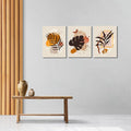Cvanu Wooden Set Of 3 Panel Floral Printed Wall Art SelfAdhesive Painting For Wall Decoration_202305222
