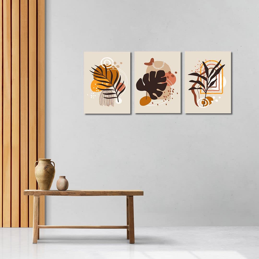 Cvanu Wooden Set Of 3 Panel Floral Printed Wall Art SelfAdhesive Painting For Wall Decoration_202305222