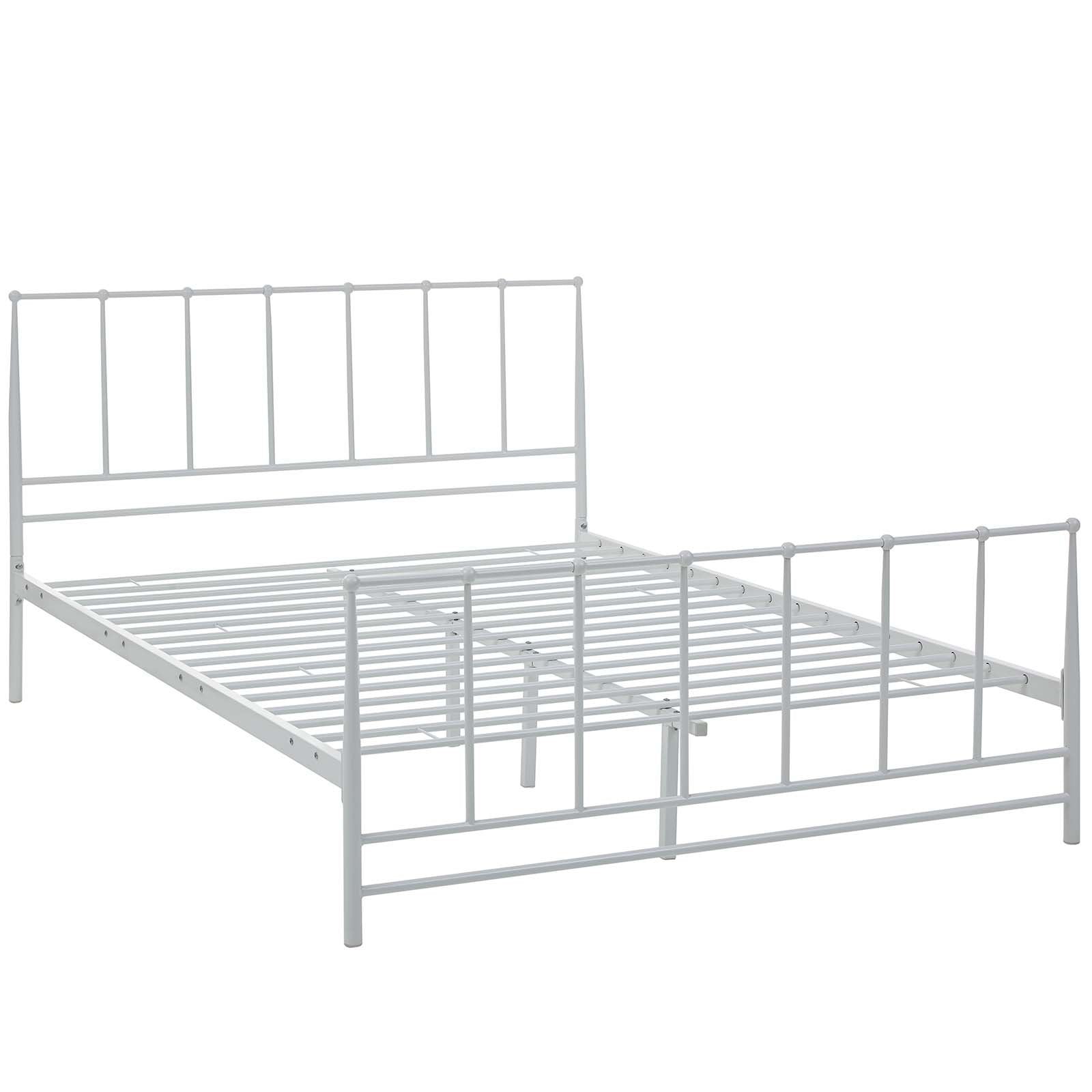 Modway Estate Steel Metal Queen Platform Bed With Metal Slat Support In White