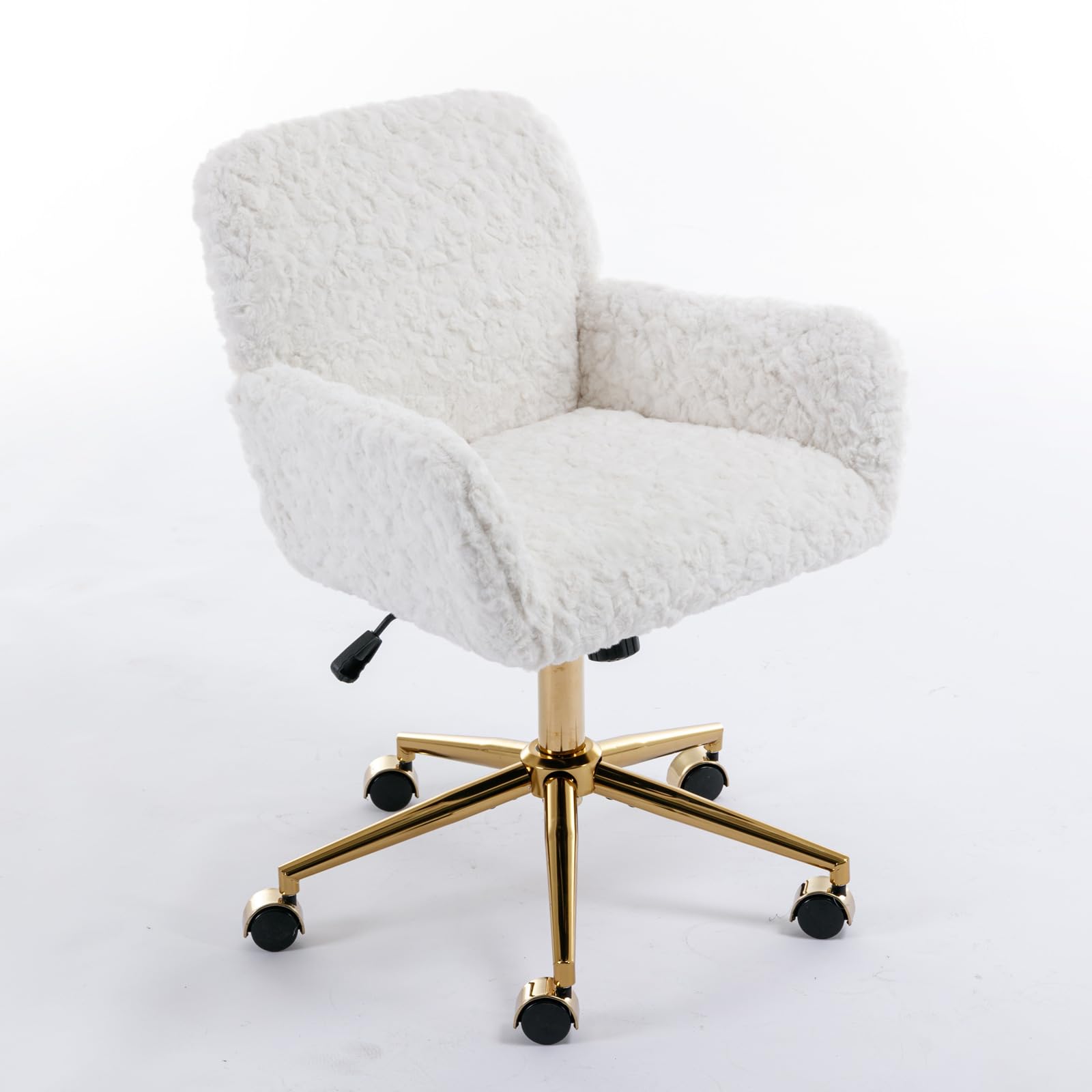 Warmiehomy Furry Cute Office Chair- Modern Swivel Desk Chair With Wheels- Makeup Vanity Chairs With Back - Alpaca Fleece Upholst