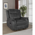 Coaster Lawrence Faux Leather Upholstered Tufted Back Glider Recliner Charcoal