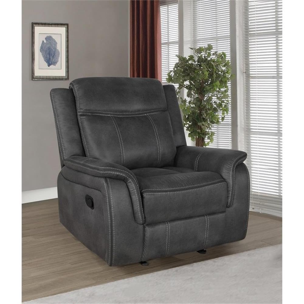 Coaster Lawrence Faux Leather Upholstered Tufted Back Glider Recliner Charcoal