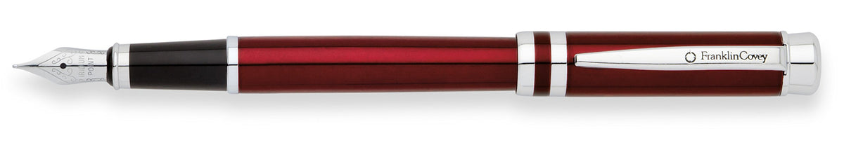 Franklin Covey Freemont Vineyard Red Lacquer W/Chrome Appointments Medium Nib Fountain Pen