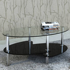 vidaXL Metal Frame Glass Tabletop Coffee Side Table Living Room Furniture Black