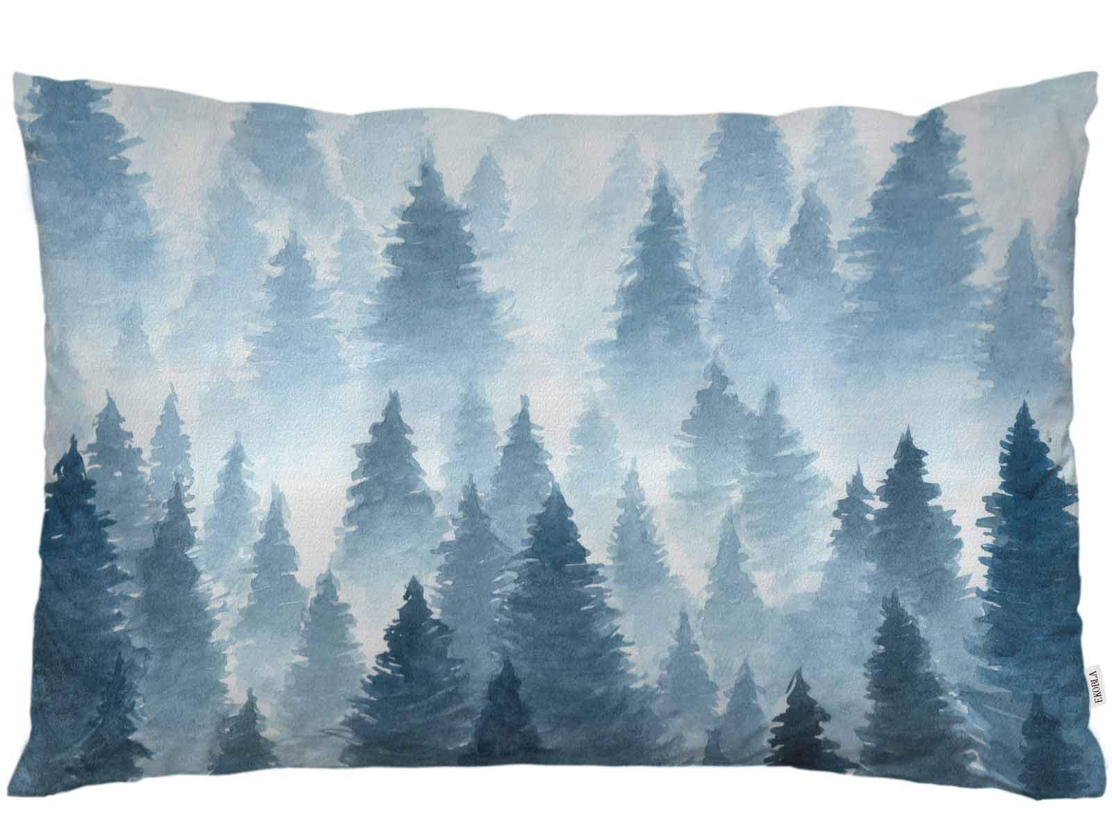 Ekobla Throw Pillow Cover Watercolor Foggy Tree Misty Mountain Wild Outdoor Landscape Nature Decor Lumbar Pillow Case Cushion Fo
