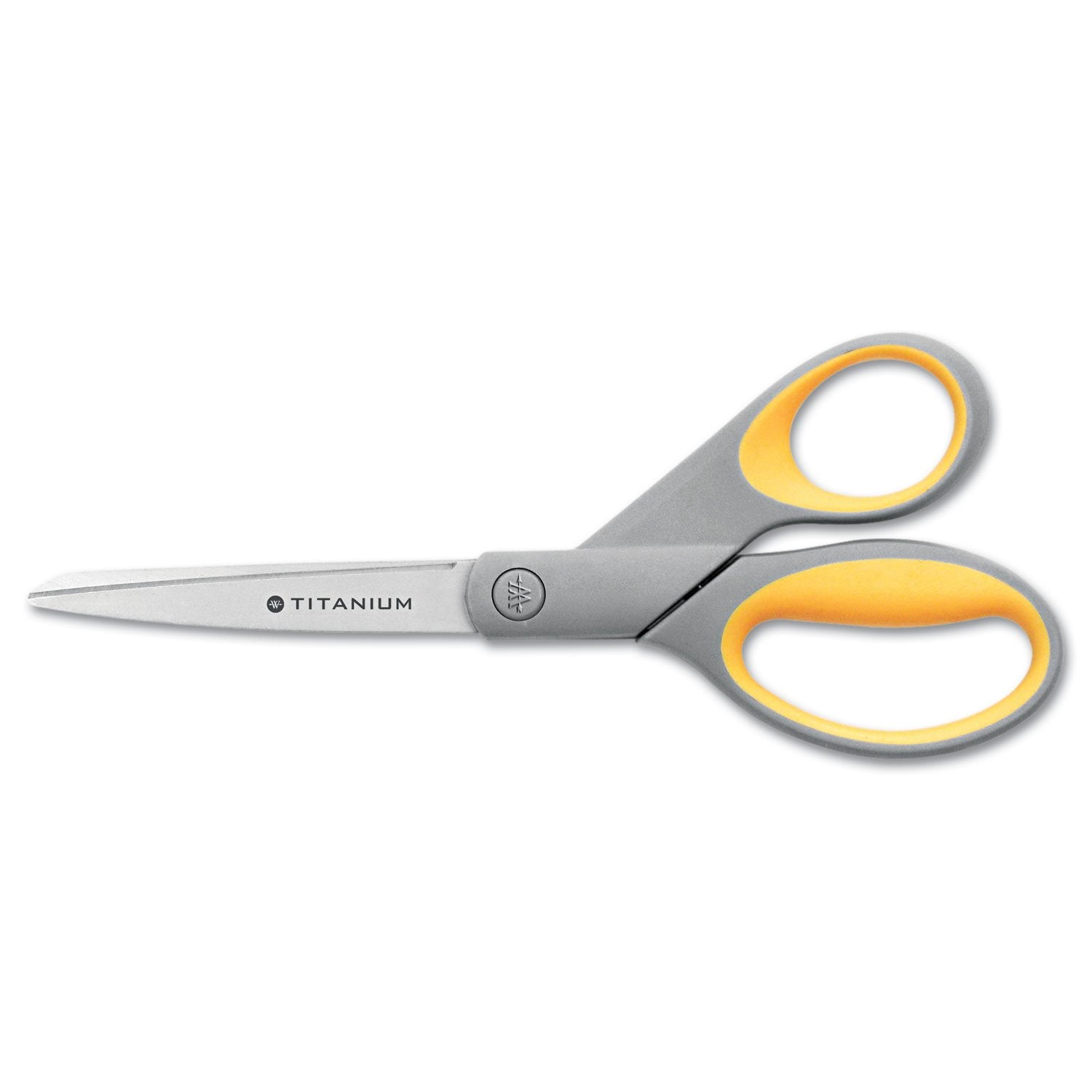 Westcott 13529 8-Inch Straight Titanium Scissors For Office And Home, Yellow/Gray
