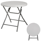 Zenstyle 2.6 Ft Round Folding Table, Indoor Outdoor Portable Plastic Dining Card Table Utility Table Accessory For Patio Camping Dining Event Party, White