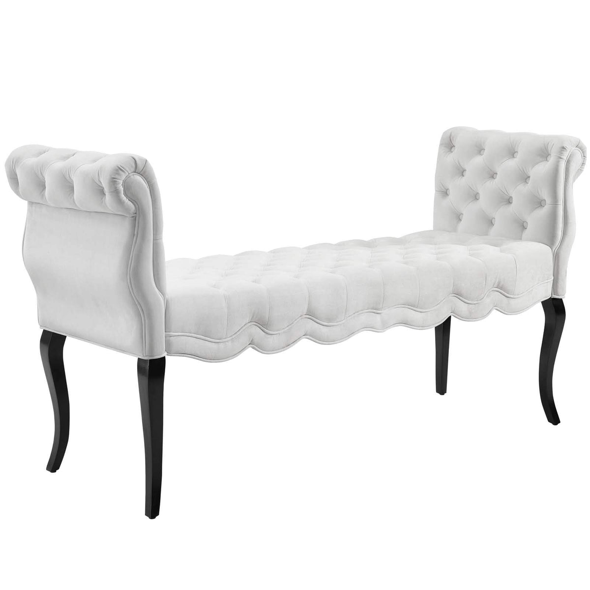 Modway Adelia Chesterfield Style Performance Velvet Entryway Bench In White