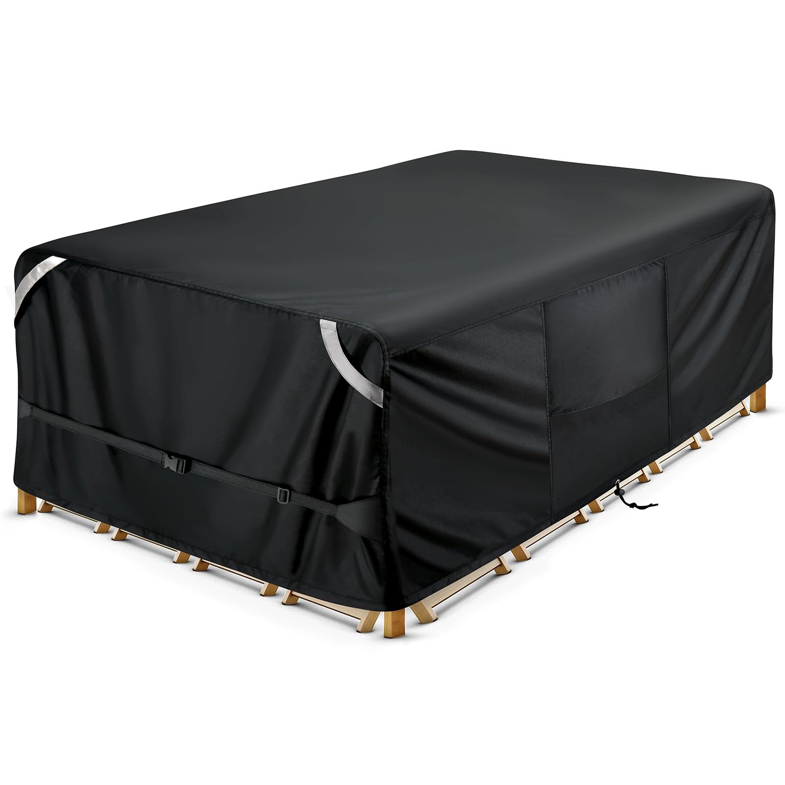 Cosfly Waterproof Patio Furniture Set Covers Durable, Outdoor Table And Chair Covers Rectangular Large - Fits Up To 90L X 64W X 27.5H Inches(Black)