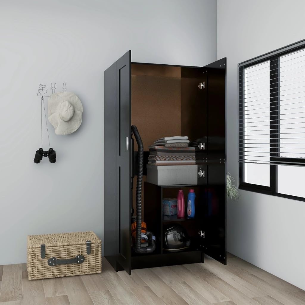 vidaXL Wardrobe Black 32.5&quot;x20.3&quot;x70.9&quot; Engineered Wood
