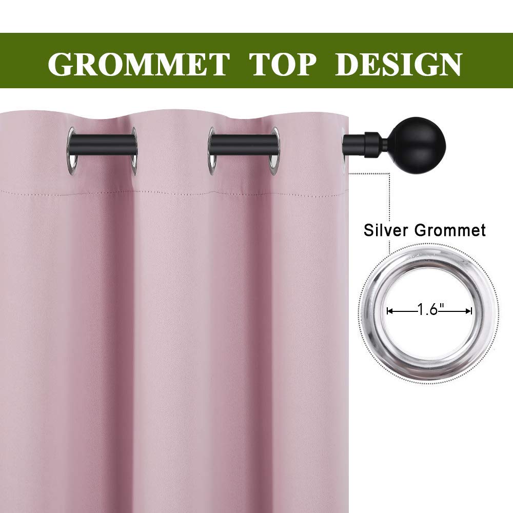 Nicetown Room Darkening Curtain For Kids Bedroom Nursery Essential Thermal Insulated Solid Grommet Top Drape Panel (Lavender Pink=Baby Pink, 1 Panel, 42 X 84 Inch)