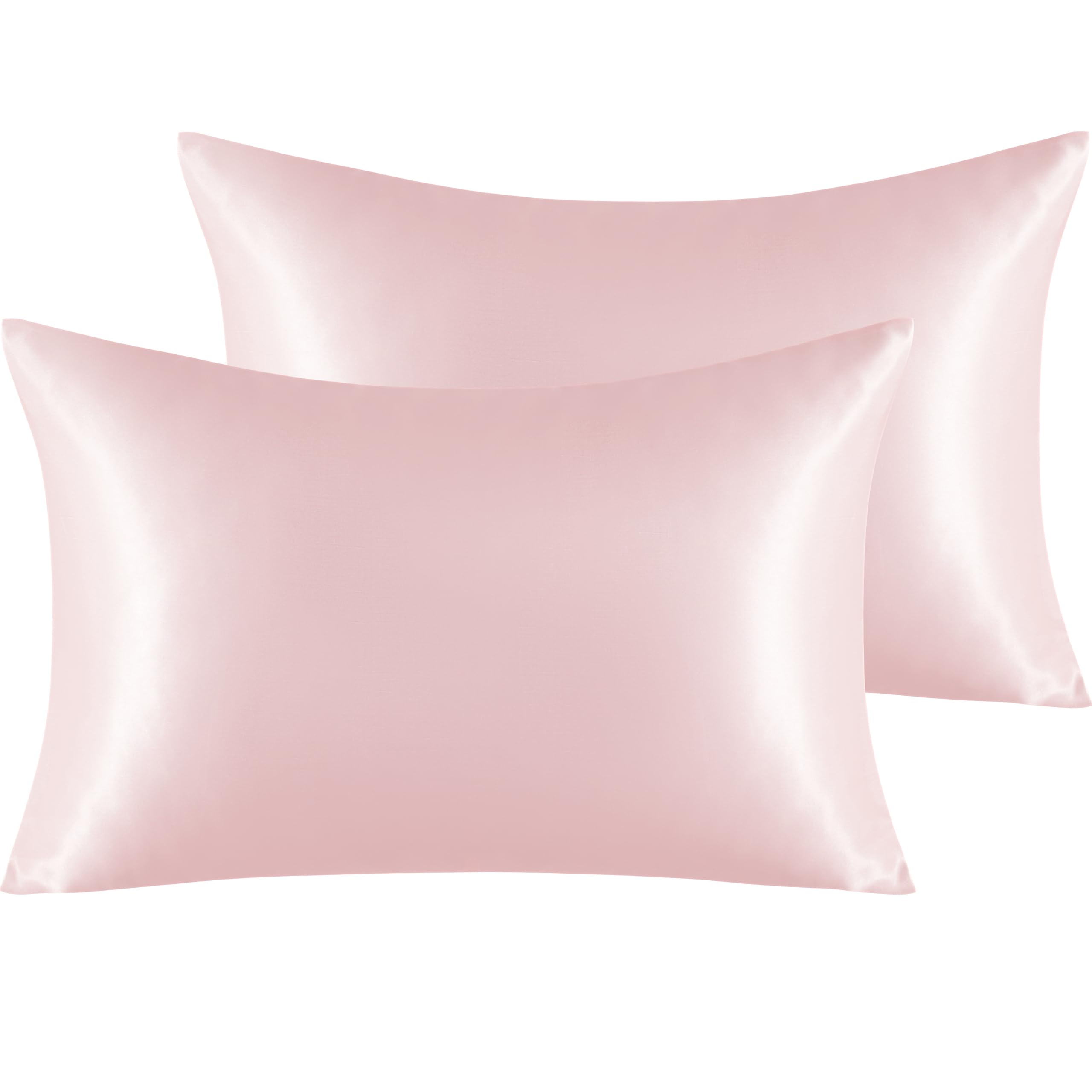 Ntbay 2 Pack Satin Queen Pillowcases For Hair And Skin, Luxurious And Silky Pillow Cases With Envelope Closure, 20X30 Inches, Light Pink