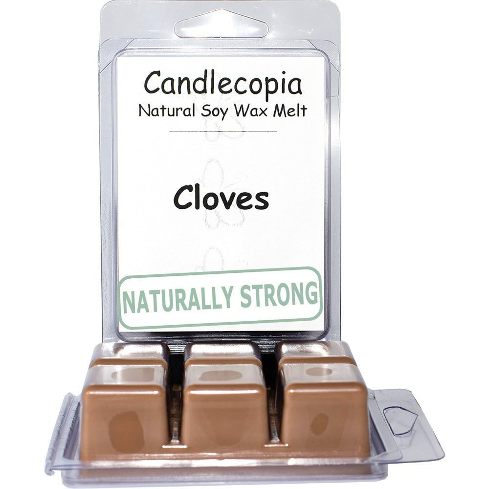 Candlecopia Cloves Strongly Scented Hand Poured Vegan Wax Melts, 12 Scented Wax Cubes, 6.4 Ounces in 2 x 6-Packs