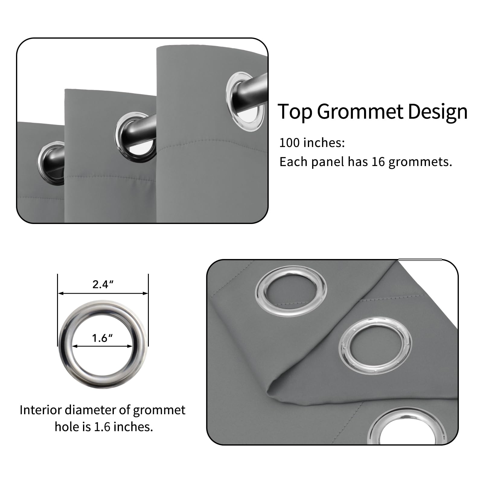 Easy-Going Blackout Door Curtains For Bedroom, Solid Thermal Insulated Grommet And Noise Reduction Window Drapes, Room Darkening Curtains For Living Room, 1 Panel (100X84 In, Light Gray)