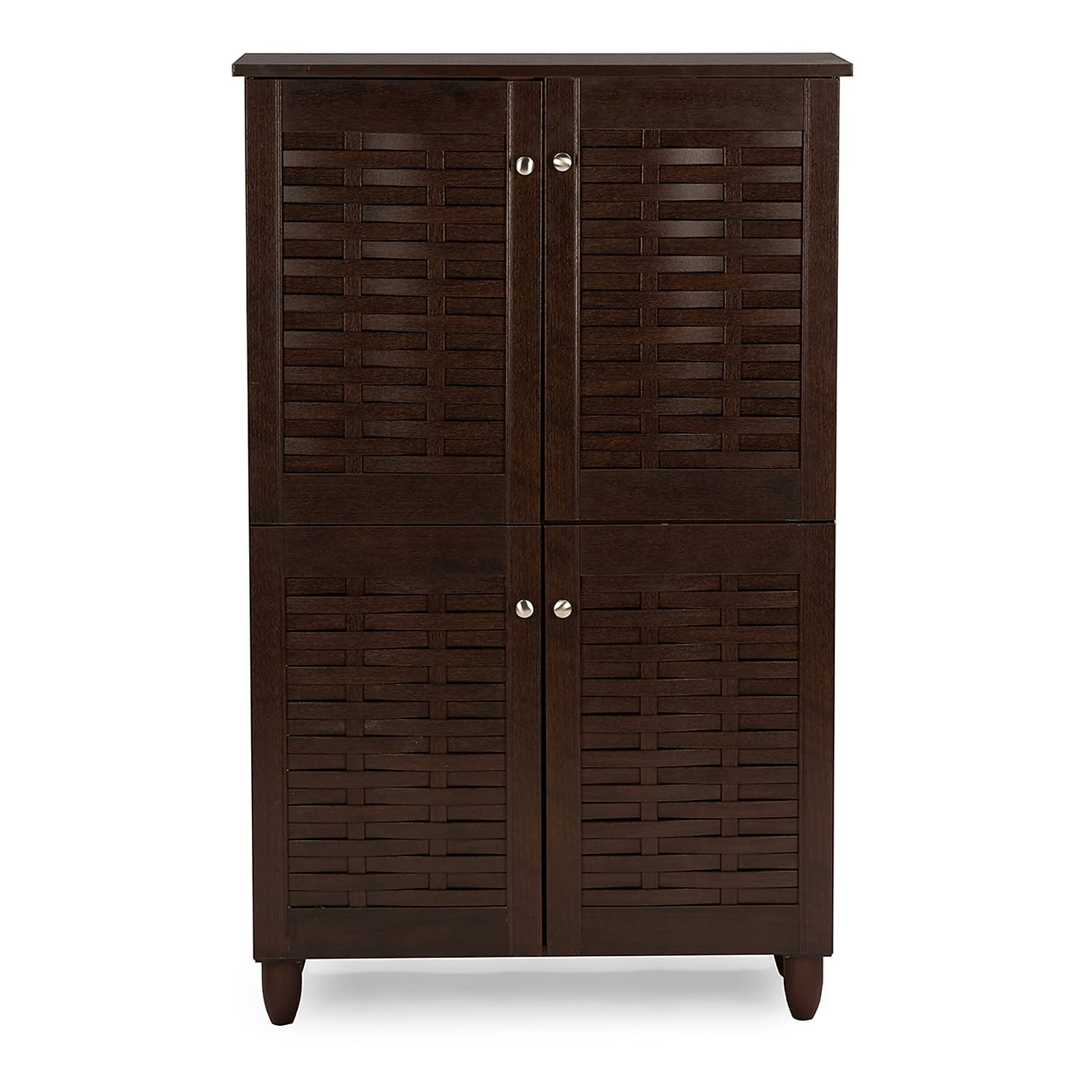 Baxton Studio Winda 4-Door Shoe Storage Cabinet, Dark Brown (118-6515-HiT)