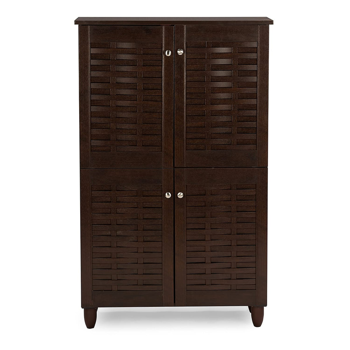 Baxton Studio Winda 4-Door Shoe Storage Cabinet, Dark Brown (118-6515-HiT)