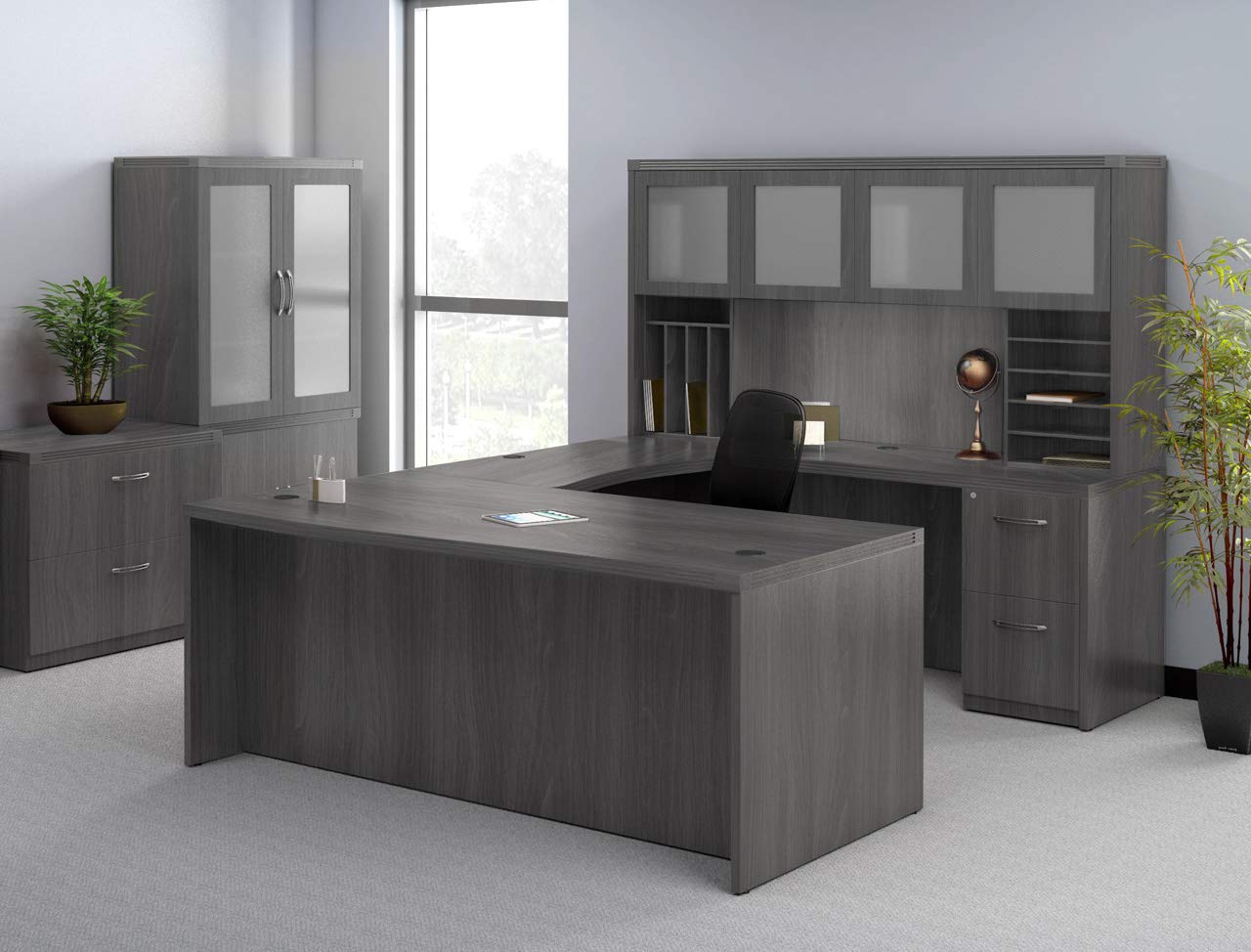 Mayline AWG72LGS Aberdeen Hutch Cabinet, Wall Mount, 72" W, Gray Steel Tf