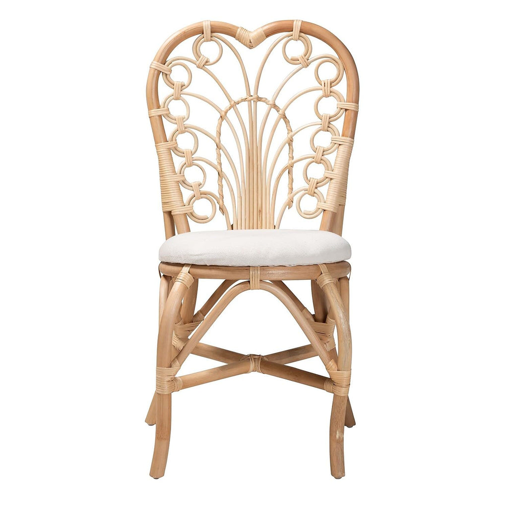 Baxton Studio Jerica Bohemian Rattan Dining Chair, White/Natural Brown (232-13224-HiT)