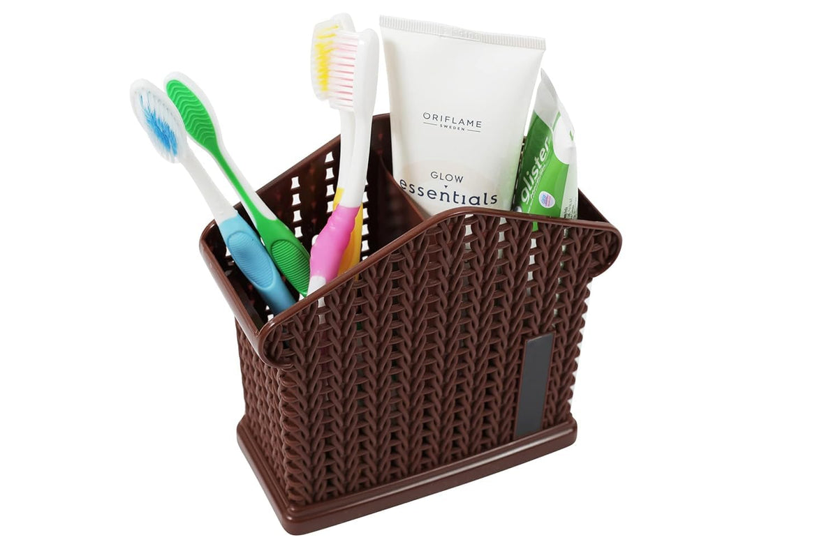 Nayasa Plastic Toothbrush Holder Stand for Bathroom/Table Cutlery Stand for Kitchen for Multipurpose Storage Use with Wall Mount