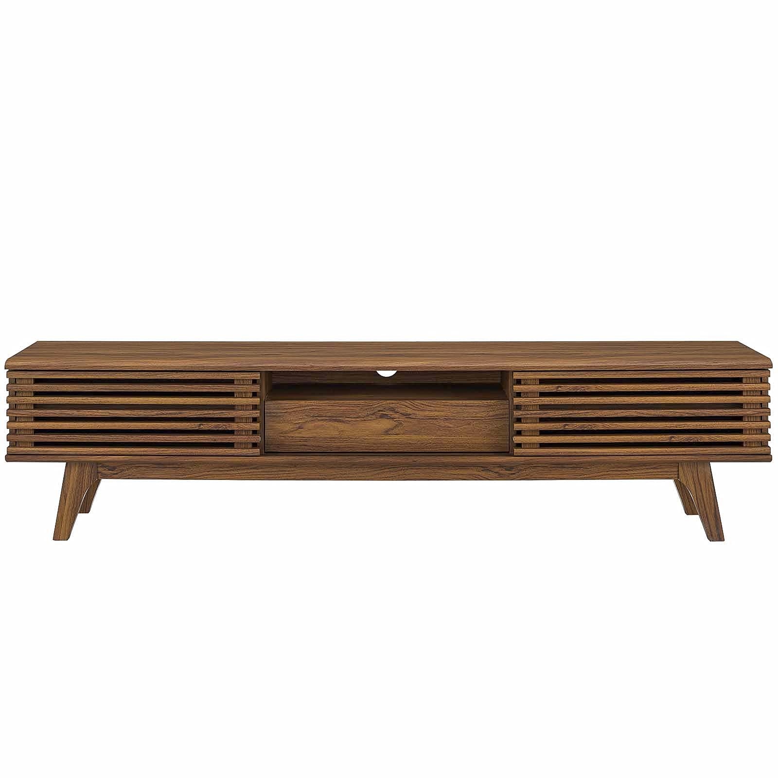 Modway Render 70" Mid-Century Modern Low Profile Entertainment Tv Stand, 70 Inch, Walnut Walnut