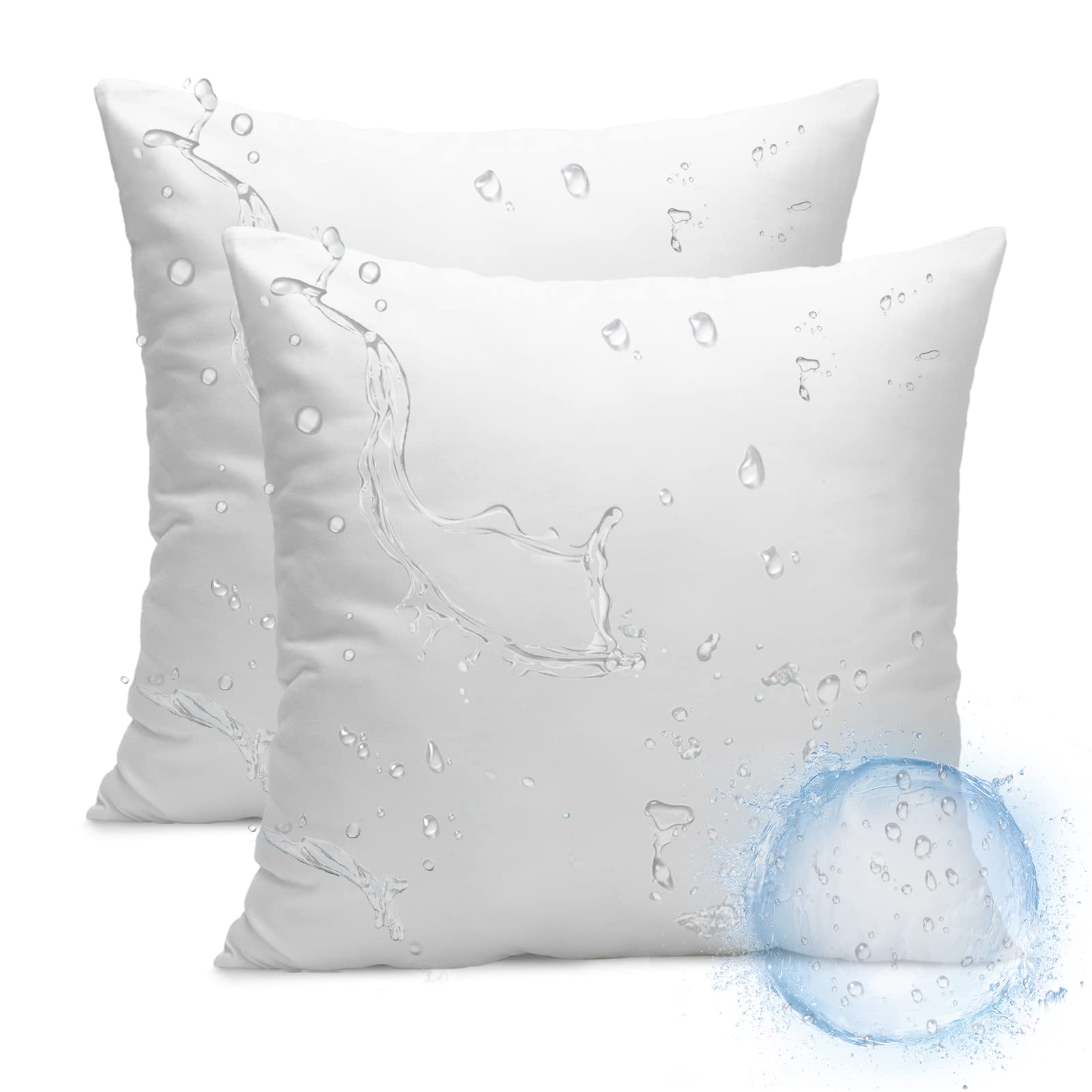 Ashler 16 X 16 Outdoor Pillow Inserts, Set Of 2 Water Resistant Throw Pillow Inserts Hypoallergenic Stuffer Sham Square Pillow I