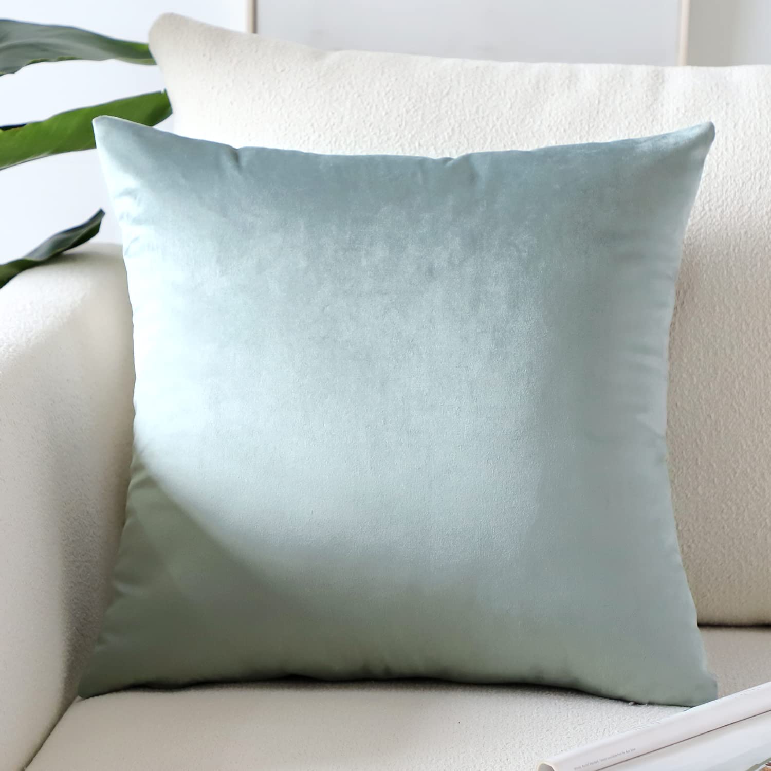 Artscope Luxury Velvet Pillow Covers Super Soft Decorative Square Throw Pillow Covers Case Cushion Covers For Sofa Couch Bedroom Car Decor 18X18 Inch Light Grey