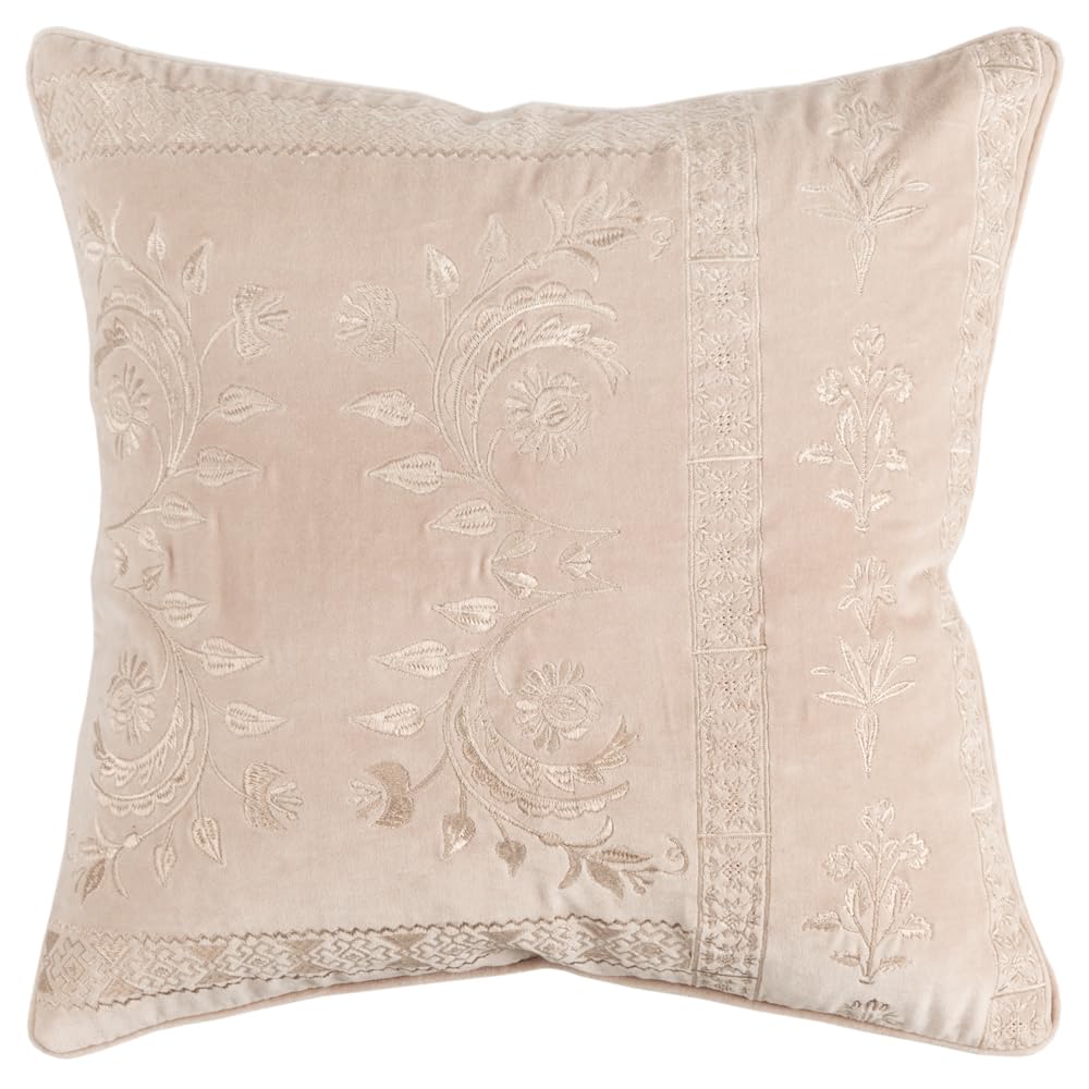 Rizzy Home 20&quot; x 20&quot; Poly Filled Pillow with Cotton Velvet Cover-Blush