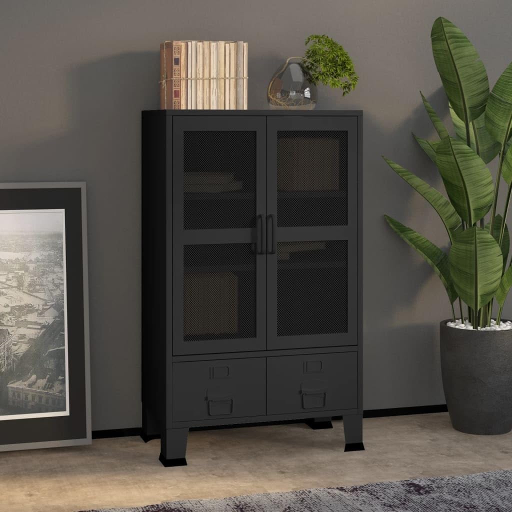 vidaXL Industrial Storage Chest with Adjustable Shelves & Drawers - Urban Industrial Style, Durable Metal, Ample Storage, Black