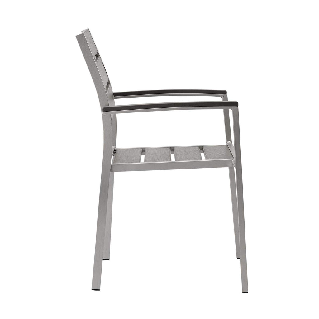 Modway Eei-3130-Slv-Gry Shore Outdoor Patio Aluminum Dining Armchair In Silver Gray