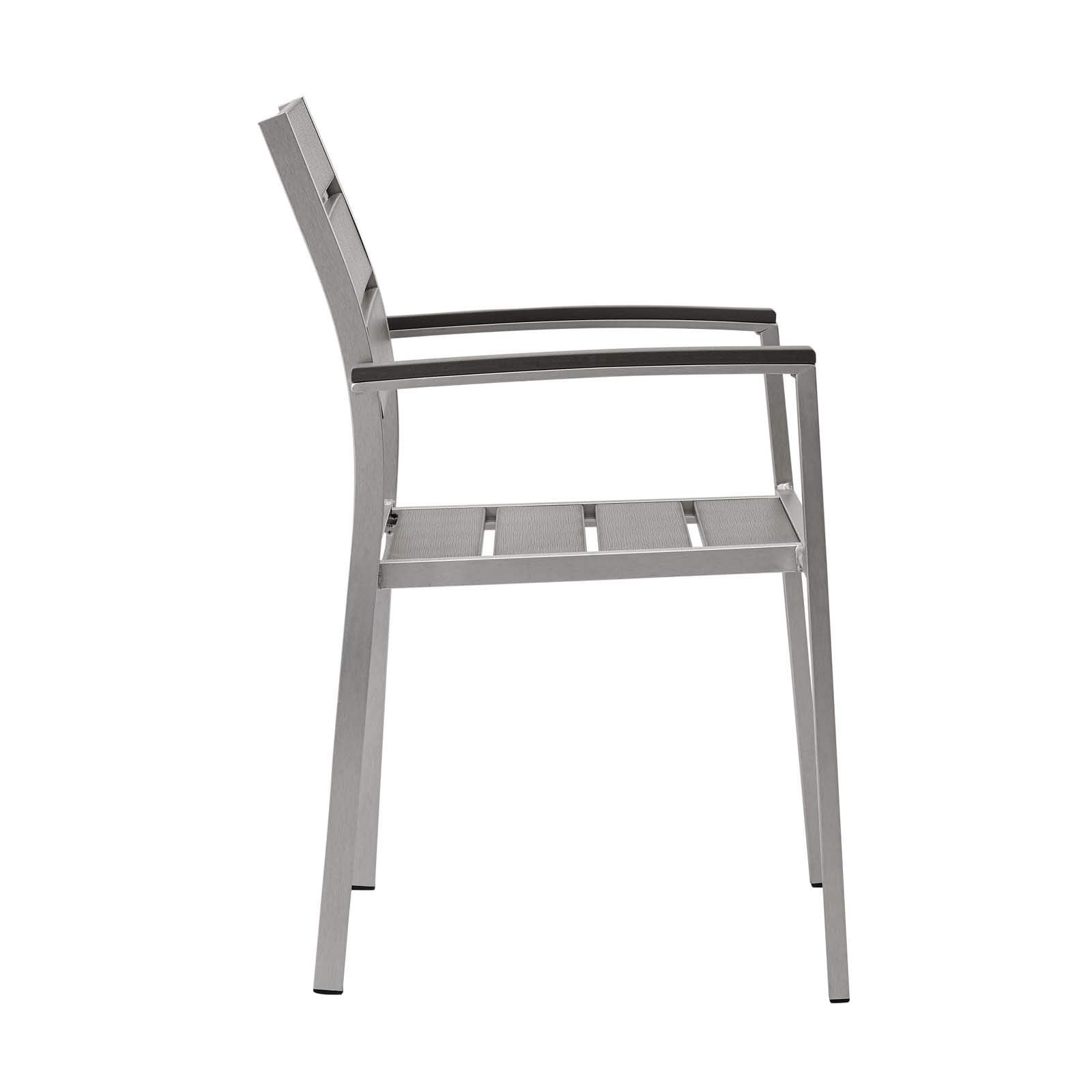 Modway Eei-3130-Slv-Gry Shore Outdoor Patio Aluminum Dining Armchair In Silver Gray