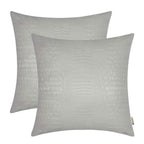 BRAWARM Faux Leather Pillow Covers 20 X 20 Inches, Gray Leather Pillow Covers Pack of 2, Crocodile Leather Decorative Throw Pill