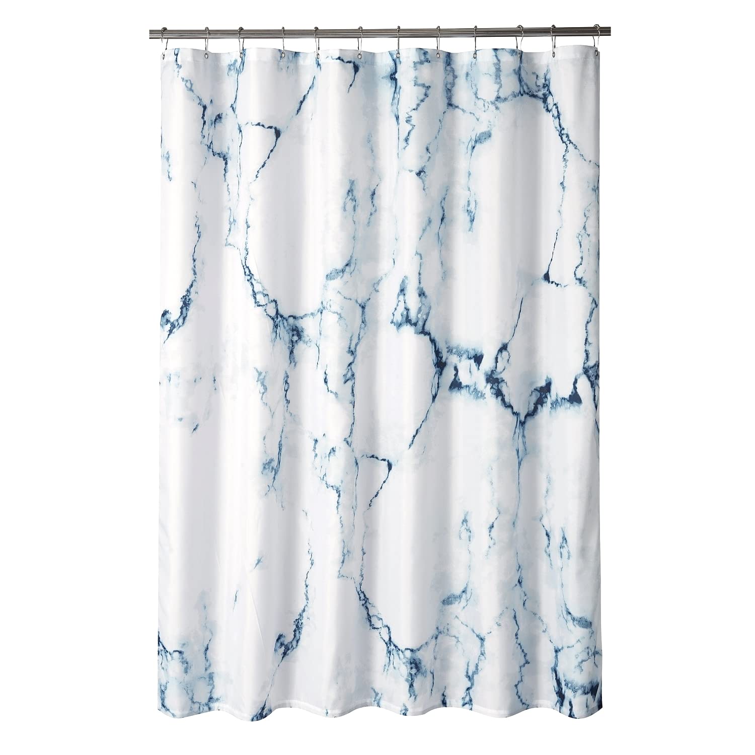 YOSTEV Marble Bathroom Shower Curtain,Blue and White Fabric Shower Curtain with Hooks,Unique 3D Printing,Decorative Bathroom Acc