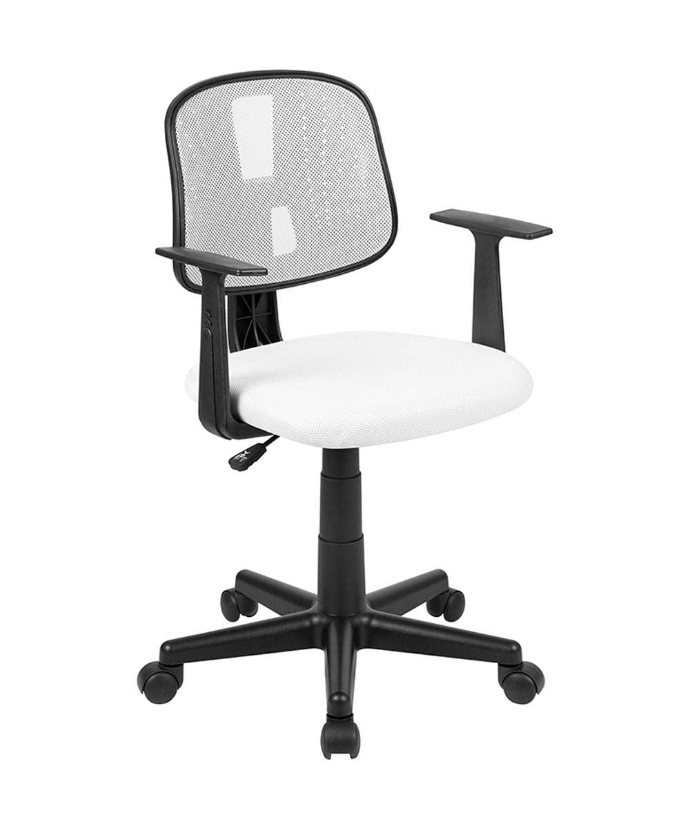 Flash Furniture Flash Fundamentals Mid-Back White Mesh Swivel Task Office Chair With Pivot Back And Arms
