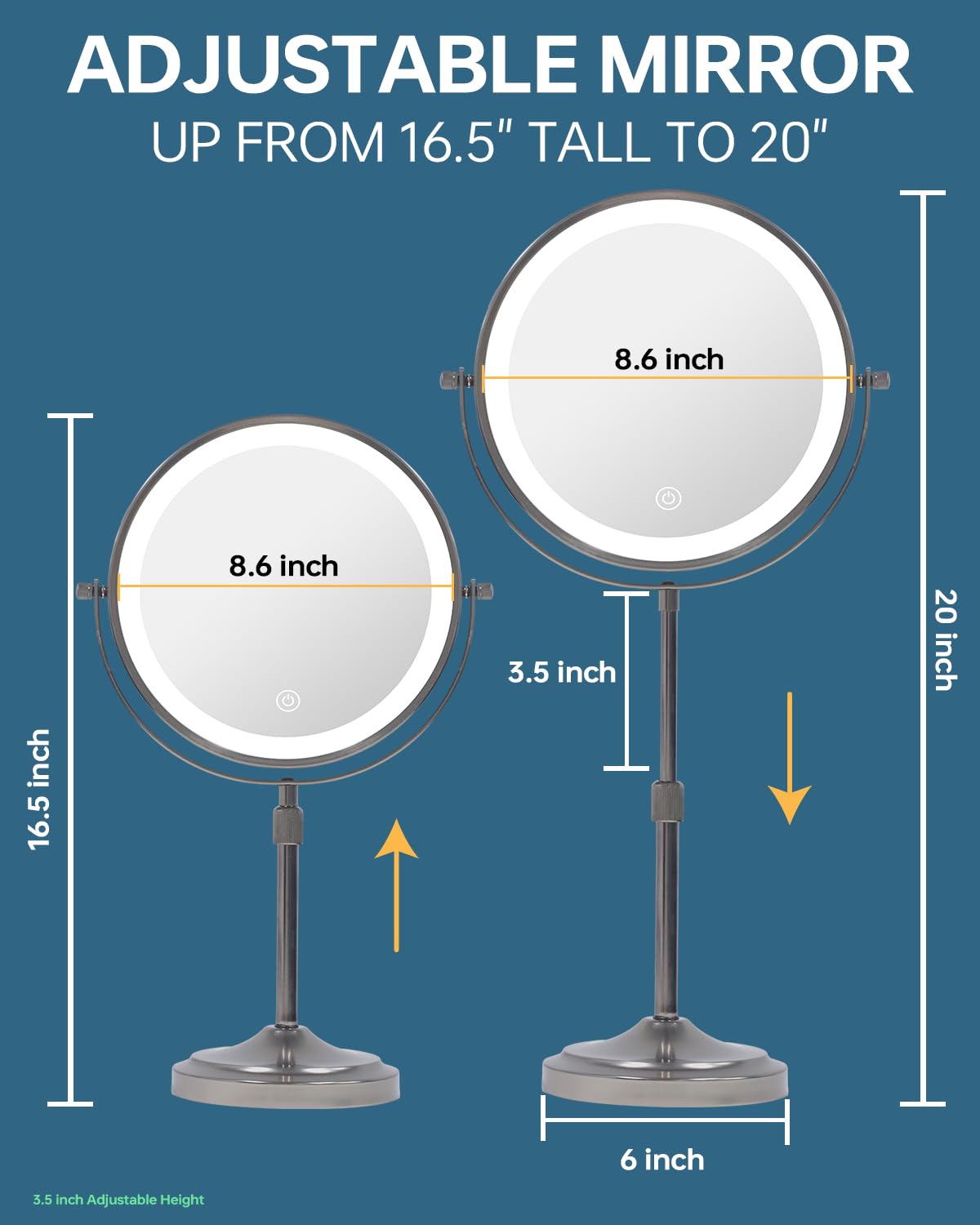Erlingeryi 9' Lighted Makeup Mirror With With Lights And Magnification 1X/10X, 5000Mah Rechargeable Magnifying Vanity Mirror, 3