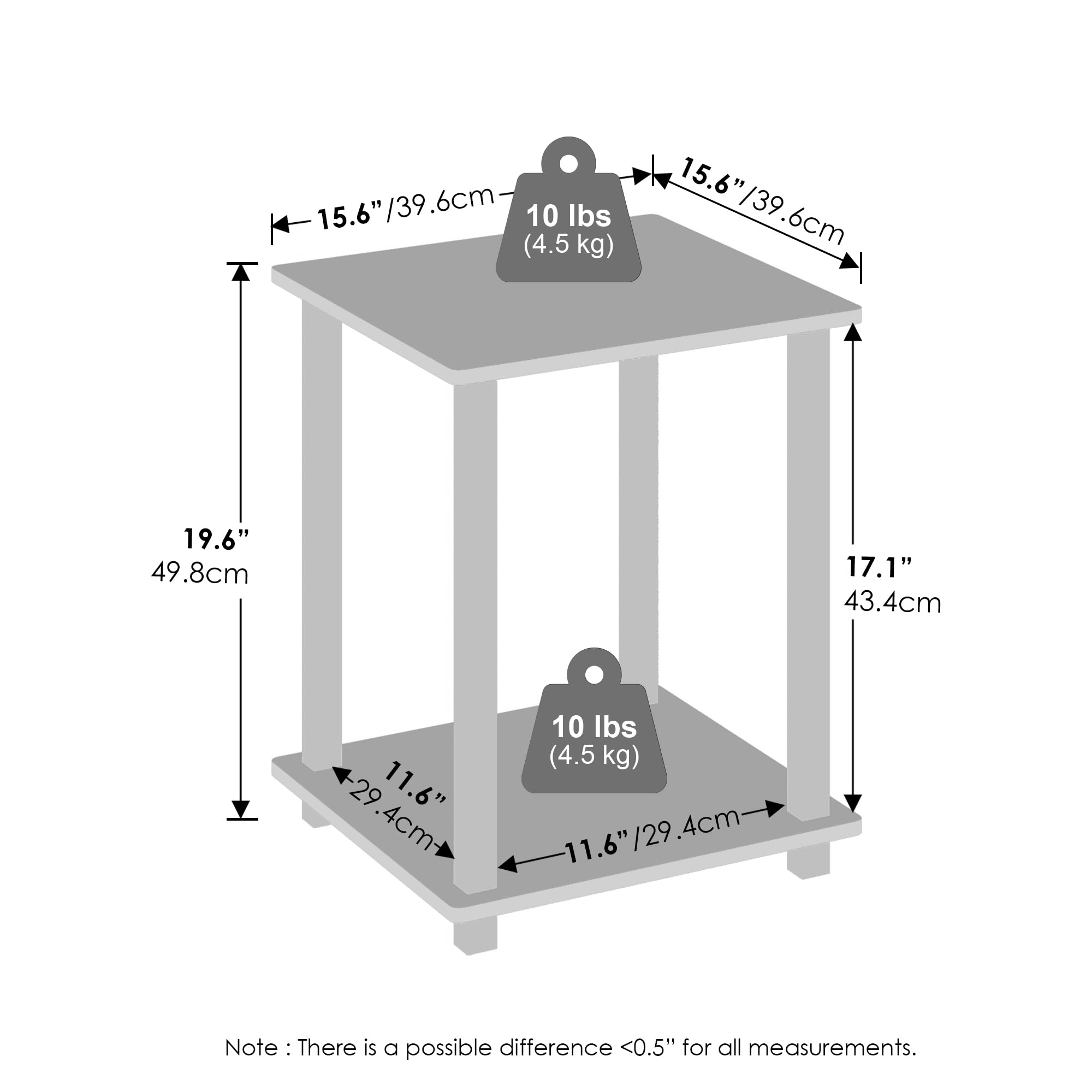 Furinno Turn-N-Tube Easy Assembly Stackable Bookcase, Bookshelf, French Oak/Grey