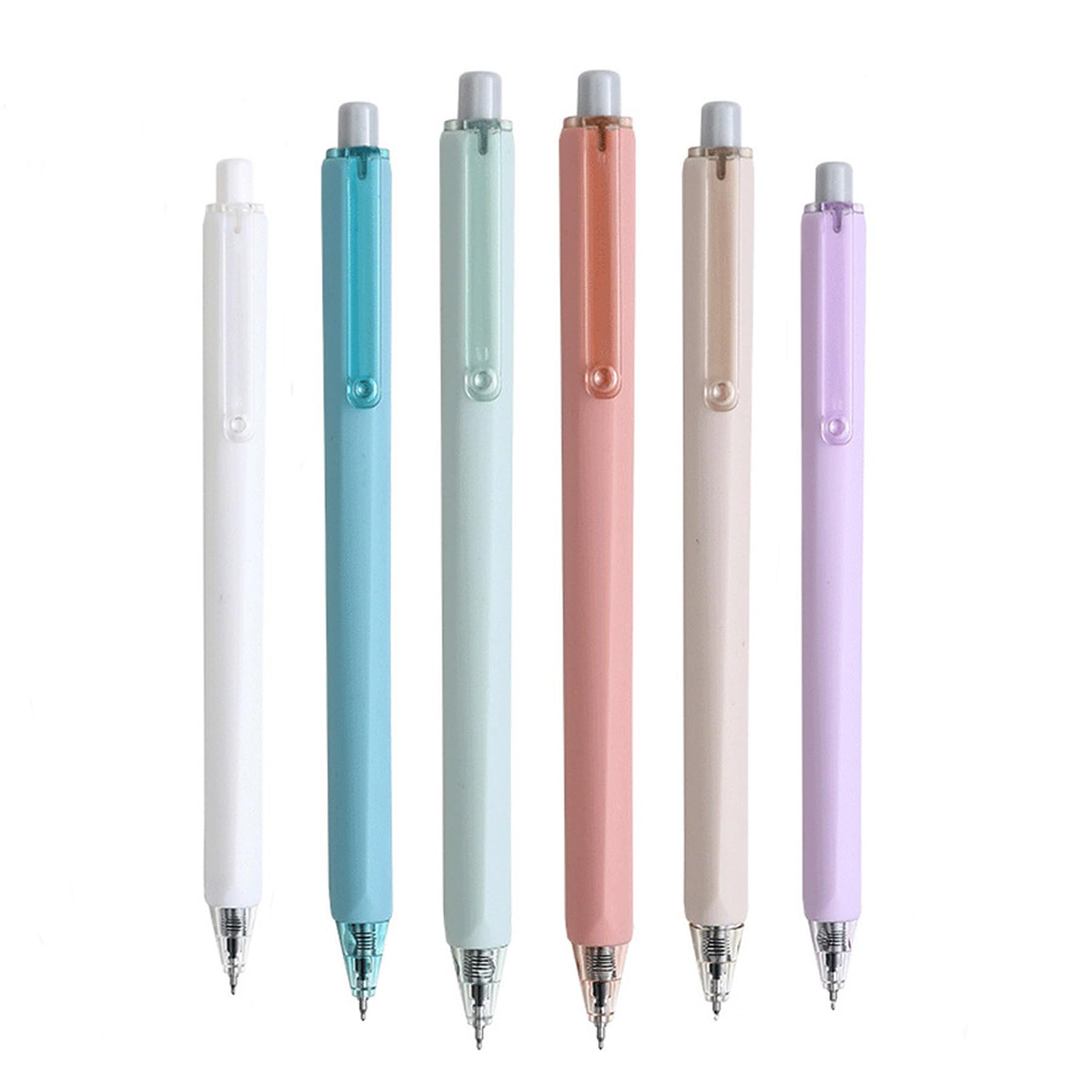 Hetaocat Retractable Gel Pens, 6 Pastel Exterior Colors, 0.5Mm Fine Point, Quick Drying, Writing Drawing, Black Ink Gel Pens, Bo